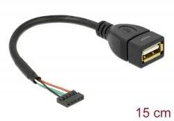 Delock USB 2.0-s csatlakozóhüvellyel ellátott kábel, 2, 00 mm, 5 tűs > USB 2.0 A-típusú 15cm (84831) (84831)