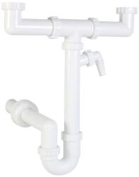 Styron 639-3 kétmedencés csőszifon 40 mm-es elfolyással, mosogatógép csatlakozással (sty-639-3)