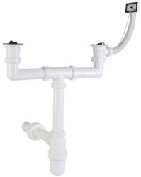 Styron 6/4˝ NA40 2 medencés mosogatószifon 1 túlfolyóval, 2 leeresztővel (STY539-5)