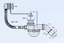 Styron 536 fürdőkád le és túlfolyó garnitúra, kádszifon (sty-536)