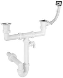 Styron 6/4˝ - NA40 kétmedencés műanyag csőszifon, leeresztőszeleppel, mosogatógép-csatlakozóval (STY639-7)