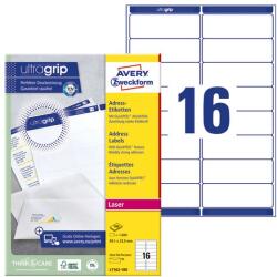 AVERY Etikett AVERY L7162-100 99, 1x33, 9mm univerzális 1600 címke/doboz 100 ív/doboz (L7162-100) - pcx