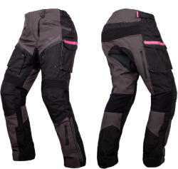 W-TEC Női motoros nadrág W-TEC Barbata, rugalmas panelek, vízálló membrán, szellőzőpanelek, visionight fényvisszaverő elemek 4XL fekete-szürke-rózsaszín (28836-4XL)
