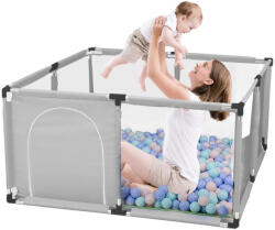 Malatec Összecsukható gyermek járóka, 126x126x62 cm, 30 db labdával, felszerelhető palánkkal