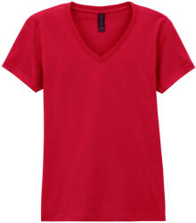 Gildan Női Softstyle V nyakú póló L vörös