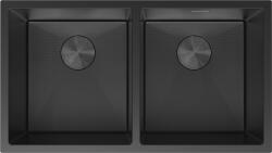 Mexen Binox chiuvetă de bucătărie din oțel cu 2 cuve, 800 x 450 mm, neagră HC - 6421802000-70HC (6421802000-70HC) Chiuveta