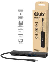 Club 3D USB Hub - CSV-2553 (USB-C to USB-C, 2xUSB-A, HDMI, RJ45, SD/MicroSD, 100W PD, 4K60hz) (CSV-2553) - smart-otthon
