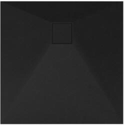 Welland kőhatású zuhanytálca szifonnal 80 x 80 cm - fekete (GT-8080SS)