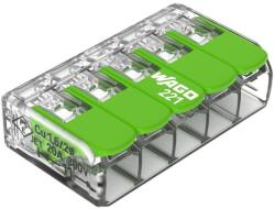 WAGO GREEN Vezeték összekötő 5x0.2-4mm2 minden vezetéktípushoz, karos, áttetsző (221-425) (221-425)