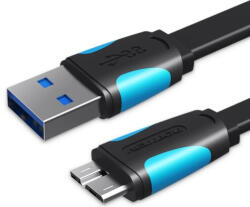 Vention USB-A 3.0/M -> Micro USB-B, ( lapos, fekete), 0, 2m, kábel (VAS-A12-B025)