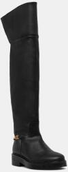 Tommy Hilfiger bőr csizma TH HORSEBIT RIDING OVERKNEE BOOT fekete, lapos talpú, FW0FW08976 - fekete Női 41