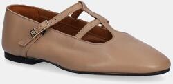Tommy Hilfiger bőr balerina cipő SMOOTH LEATHER T-BAR BALLERINA - bézs Női 40