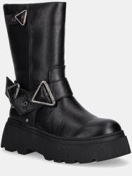 Guess bőr csizma NURIA fekete, női, lapos talpú, FLFNUR LEA10 - fekete Női 40