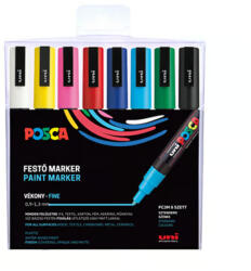 uni Dekormarker 0, 9-1, 3mm, Uni Posca PC-3M 8 db-os készlet (2UPC3M8DB) - cartridge