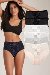 Dollcini , Magas derekú női bugyi , 95% Pamut + Spandex-Többszínű, 6 db-os Csomag, 69542 - XL (ZZC_69542_XL)