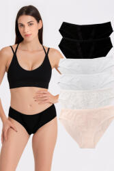 Dollcini , Klasszikus Női Bugyi, Brazil Női Bugyi, 95% Pamut + Spandex-Többszínű, 6 db-os Csomag, 89412 - M (ZZC_89412_M)