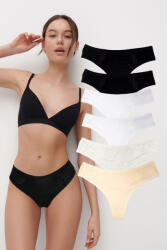 Dollcini Dollcini, Tanga női bugyi, 95% Pamut + Spandex-Többszínű, 6 db-os Csomag, 34072 - L (ZZC_34072_L)