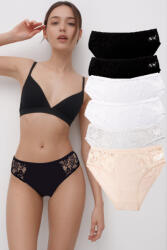 Dollcini Dollcini, Klasszikus női bugyi, Virágmintás Csipkés Női Bugyi, 95% Pamut + Spandex-Többszínű, 6 db-os Csomag - L (ZZC_80012_L)