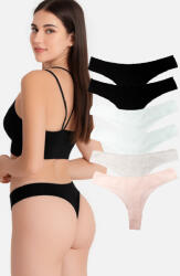 Dollcini Tanga Női Bugyi - 95% Pamut, Többszínű, 6 db-os Csomag - 2XL (ZZC_3682_XXL)