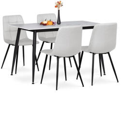 Artium 4 Személyes Étkezőgarnitúra, Asztal 4 székkel. Asztalméret: 130x80 cm. Márványhatású kerámia asztallap (ASE-1038_WT2)