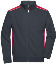 James & Nicholson Férfi pulóver kapucni nélkül JN870 - Sötétszürke / piros | 6XL (1-JN870-1764318)