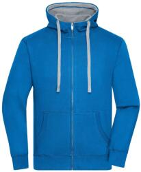 James & Nicholson (Daiber) Férfi cipzáros kapucnis pulóver JN963 - Kobaltszín / szürke melírozott | 3XL (1-JN963-1700629)