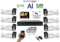Monitorrs Security - 4k AI IP park kamerarendszer 8 kamerával 8 Mpix - 6380K8