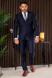Elite Fashion Bársonykék háromrészes slim Öltöny - 60 ( xxl )