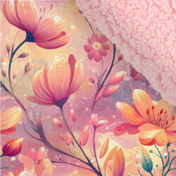 Takoy Téli softshell baby pink színű sherpa (báránybunda) anyaggal prémium 20000 / 10000 mesebeli rózsaszín virágok