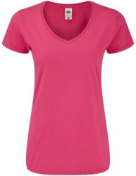 Fruit of the Loom Rövid ujjú V-nyakú Női pamut póló, Fruit of the Loom FN71, Fuchsia-M (FN712807)