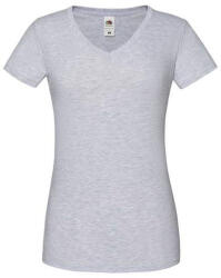 Fruit of the Loom Rövid ujjú V-nyakú Női pamut póló, Fruit of the Loom FN71, Heather Grey-XS (FN711513)