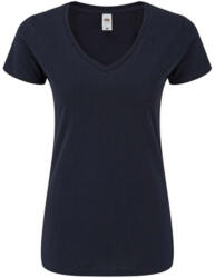 Fruit of the Loom Rövid ujjú V-nyakú Női pamut póló, Fruit of the Loom FN71, Deep Navy-XL (FN713909)