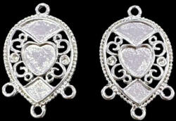 Ezüst színű díszes fülbevaló alap 2db/cs fa3