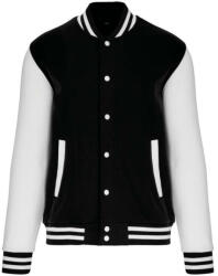 Kariban Uniszex vastag patentos pulóver, Kariban KA497, Black/White-S (ka497bl-wh-s)