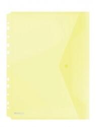DONAU Folie protectie doc. A4, clapa laterala, inchidere cu capsa, 4/set, 200 microni, DONAU - galben transparent (DN-8540001PL-11)