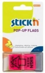STICKN Film index autoadeziv 45 x 25mm, 50 file/set, Stick"n Pop-up (sign here) - roz (HO-26016)