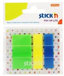 STICKN Film index autoadeziv 45 x 12mm + 45 x 25mm, 3x20 file, dispenser, Stick"n Pop-up Lite-3 culori neon (HO-21651)