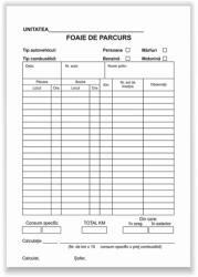  Foaie de parcurs autovehicule persoane/marfa, A5, tipar fata/verso, 100 file/carnet (TP019064)