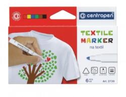 Centropen Marker pentru textile 6 culori/set, CENTROPEN 2739 (CE273906)