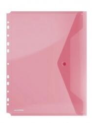 DONAU Folie protectie doc. A4, clapa laterala, inchidere cu capsa, 4/set, 200 microni, DONAU - rosu transparent (DN-8540001PL-04)