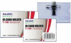 KEJEA Ecuson PVC, pentru nume, cu ac si clip, 70 x 42mm, KEJEA - transparent (KJ-T-745)