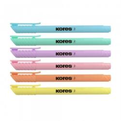 Kores Set 6 textmarkere slim pastel cutie plastic, KORES (KO36246)