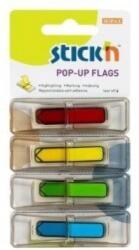STICKN Film index autoadeziv 45 x 12mm, 4 x 30 file/set, cu dispenser, Stick"n Pop-up - sageata - rosu/galben/verde/albastru (HO-26018)