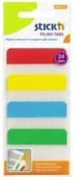 STICKN Stick index plastic transp. cu margine color 38 x 51 mm, 4 x 20 file/set, Stick"n - 4 culori neon (HO-21608)