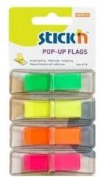 STICKN Film index autoadeziv 45 x 12mm, 4 x 40 file/set, cu dispenser, Stick"n Pop-up - verde/galben/portocaliu/rosu (HO-26017)