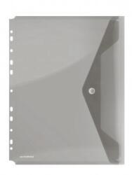 DONAU Folie protectie doc. A4, clapa laterala, inchidere cu capsa, 4/set, 200 microni, DONAU - fumuriu (DN-8540001PL-02)