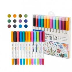 Deli Set 12 linere pigment 2 capete 0.5/1 mm DELI Inspira (DLEU302)