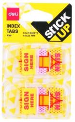 Deli Index adeziv plastic 44x25mm Signe Here 2x50 file, DELI (DLEA10101)