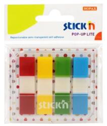 STICKN Film index autoadeziv 45 x 12mm, 4 x 20 file, dispenser, Stick"n Pop-up Lite - 4 culori trans/neon (HO-21652)