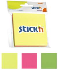Stick'n Notes autoadeziv 76 x 76 mm, 3 x 50 file/set, Stick'n - 3 culori fosforescente (HO-21093)